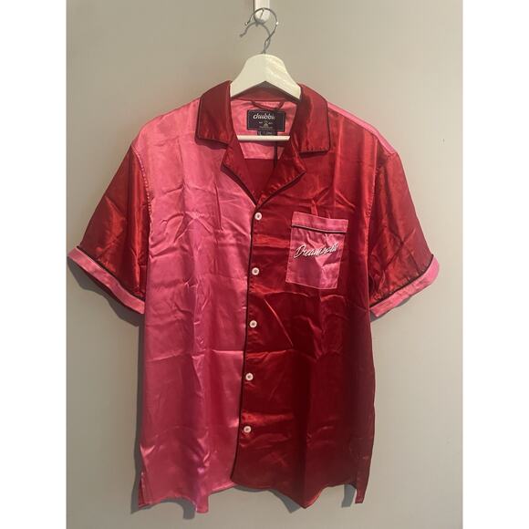 Chubbies Shirt Size L Pajama Top Lounge Sleep Red/ Pink Print - Picture 2 of 7